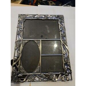 Vintage Floral Pewter Photo/collage Frame 10x8  Holds 4 Pictures